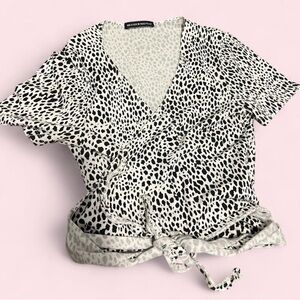 Brandy Melville Animal Print Wrap Top